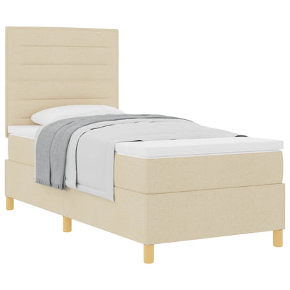 Letto a molle con materasso Crema 100 x 200 cm Tessuto
