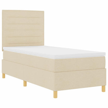 Letto a molle con materasso Crema 100 x 200 cm Tessuto | homemem39