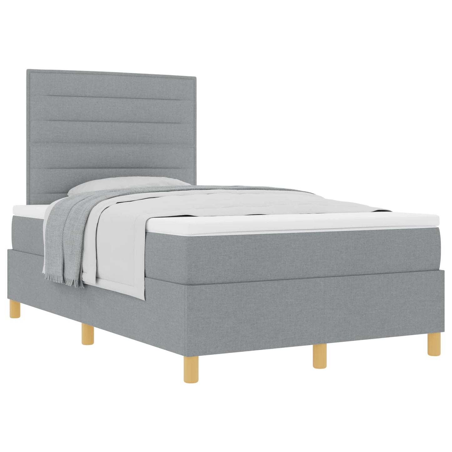 Letto a molle con materasso Grigio chiaro 120 x 190 cm Tessuto