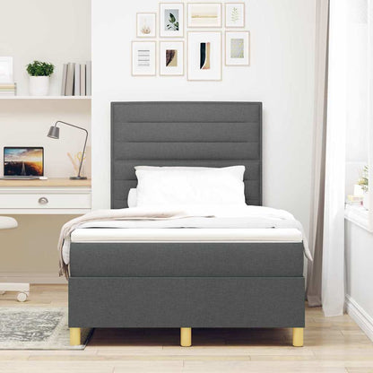 Letto a molle con materasso Grigio scuro 120 x 190 cm Tessuto