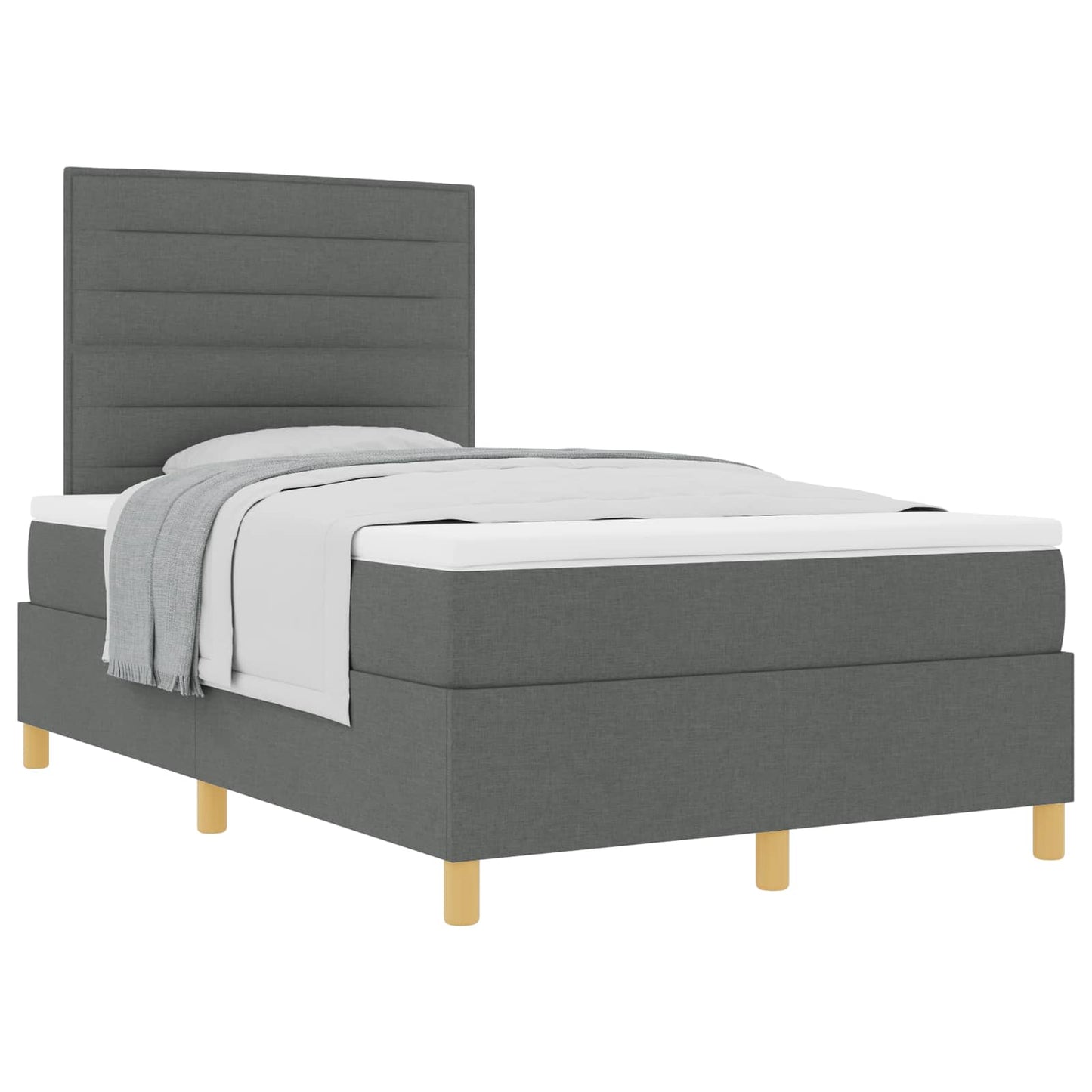 Letto a molle con materasso Grigio scuro 120 x 190 cm Tessuto