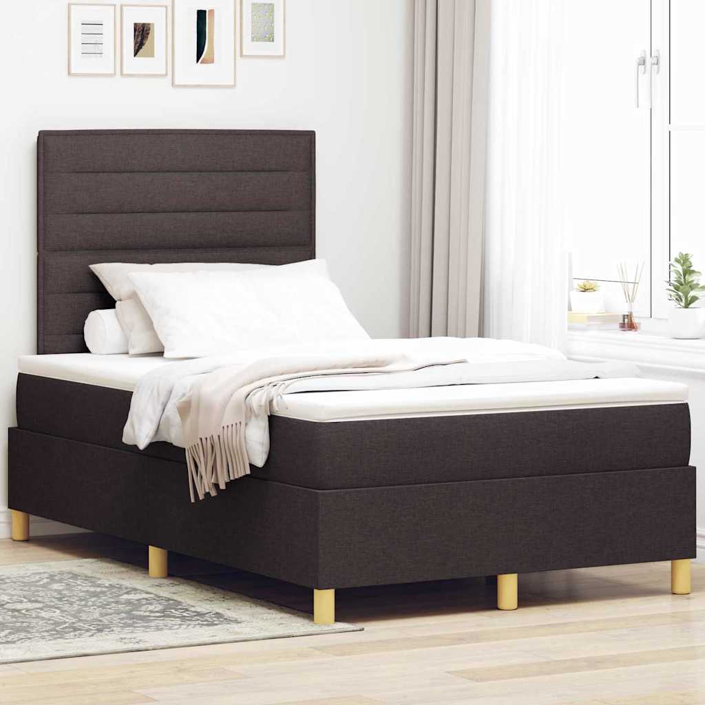 Letto a molle con materasso Marrone Scuro 120 x 190 cm Tessuto