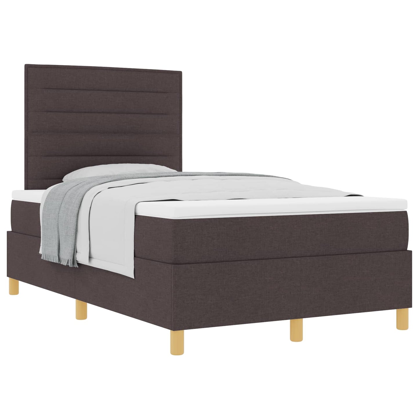 Letto a molle con materasso Marrone Scuro 120 x 190 cm Tessuto