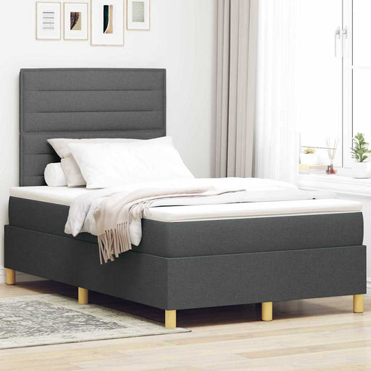 Letto a molle con testiera Grigio scuro 120 x 200 cm Tessuto