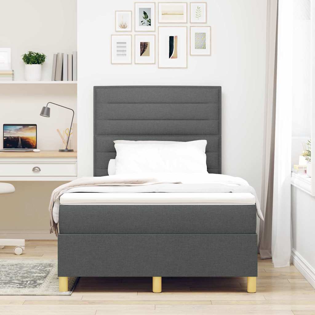 Letto a molle con testiera Grigio scuro 120 x 200 cm Tessuto