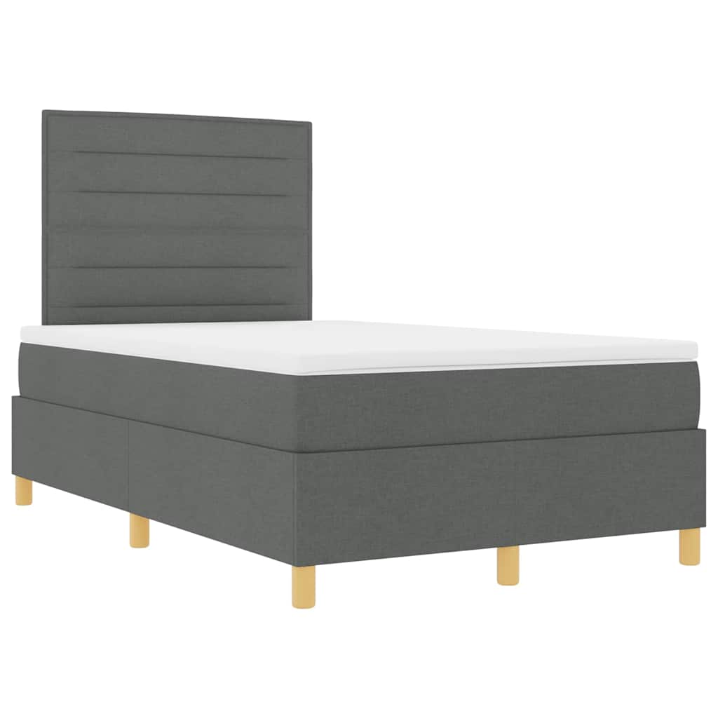 Letto a molle con testiera Grigio scuro 120 x 200 cm Tessuto