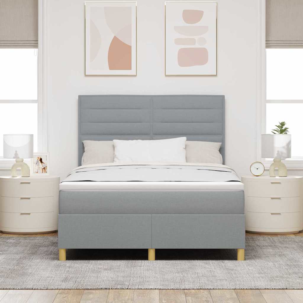 Letto a molle con materasso Grigio chiaro 140 x 190 cm Tessuto
