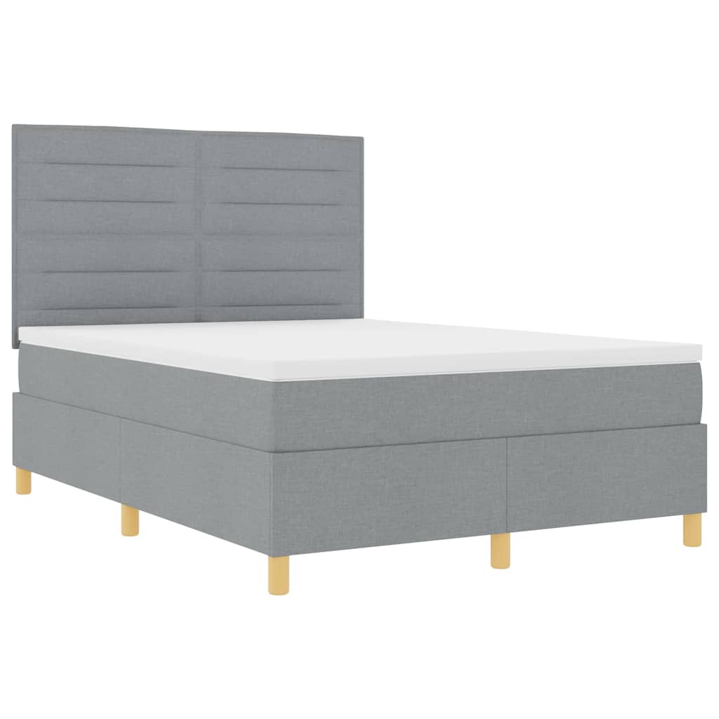 Letto a molle con materasso Grigio chiaro 140 x 190 cm Tessuto