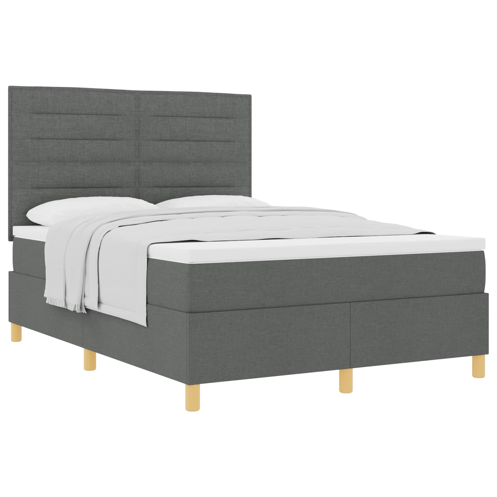 Letto a molle con materasso Grigio scuro 140 x 190 cm Tessuto | homemem39