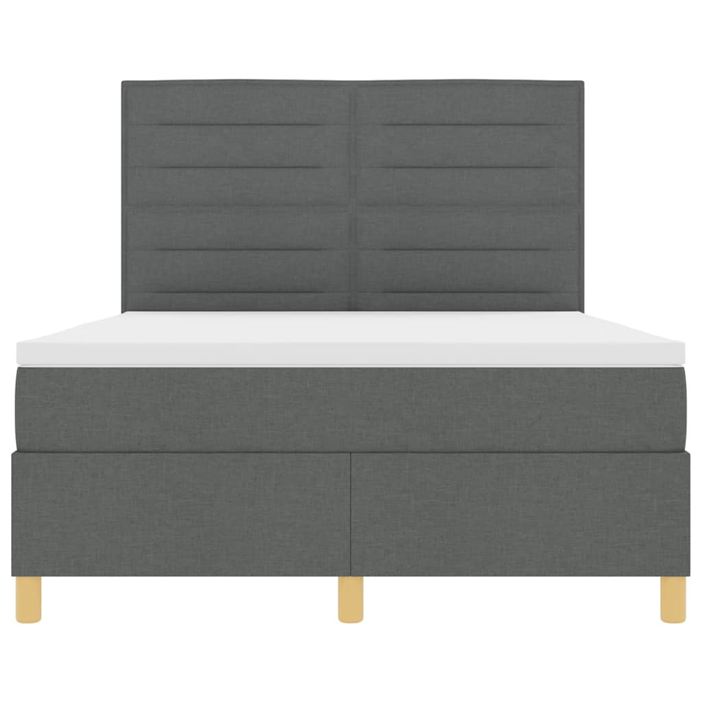 Letto a molle con materasso Grigio scuro 140 x 190 cm Tessuto | homemem39