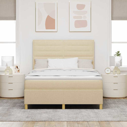 Letto a molle con materasso Crema 140 x 190 cm Tessuto | homemem39