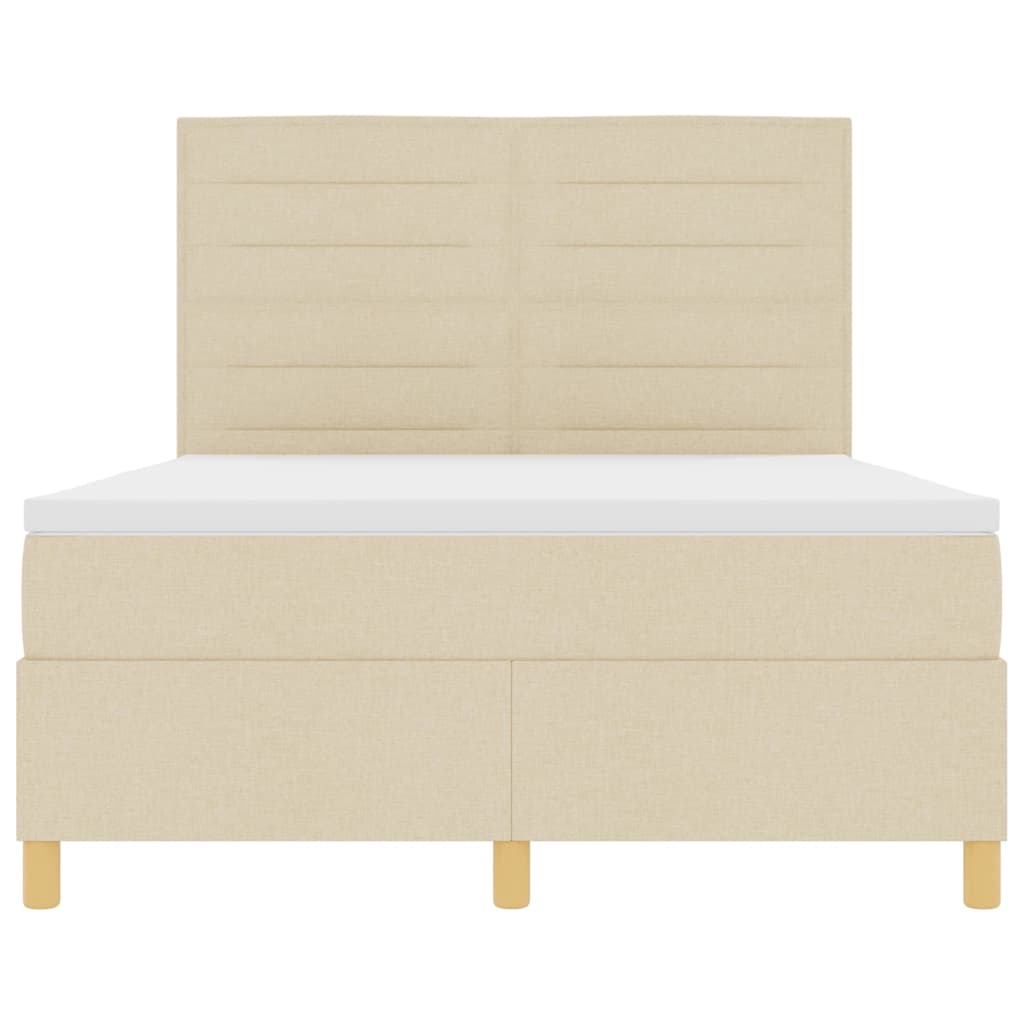 Letto a molle con materasso Crema 140 x 190 cm Tessuto | homemem39