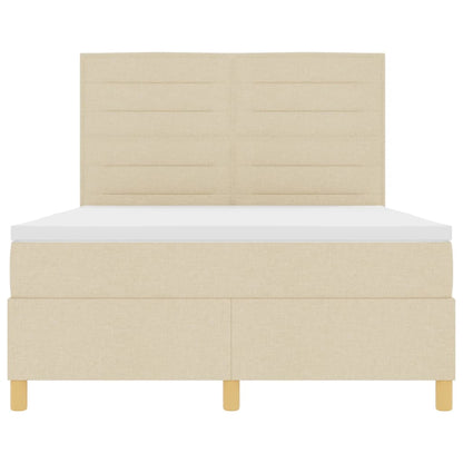 Letto a molle con materasso Crema 140 x 190 cm Tessuto | homemem39