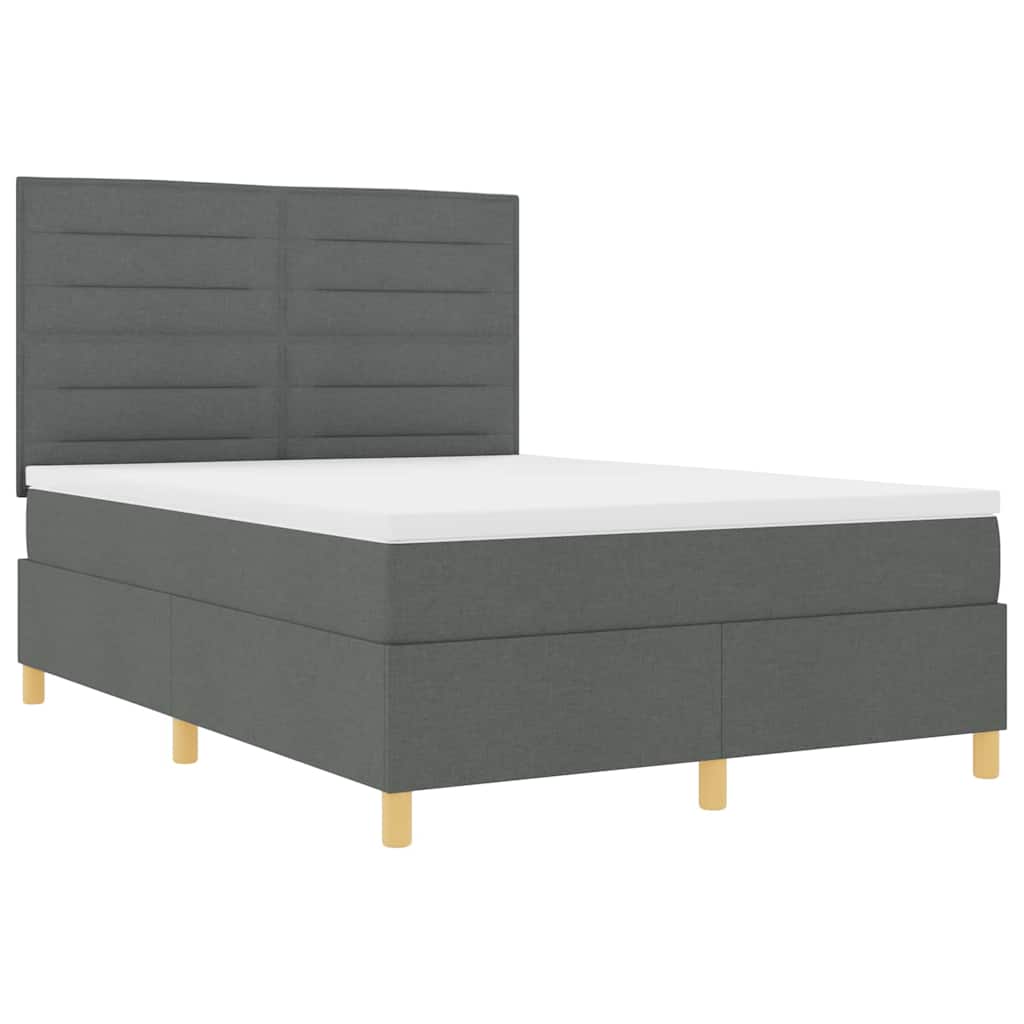 Letto a molle con materasso Grigio scuro 140 x 200 cm Tessuto | homemem39