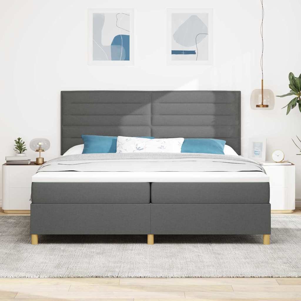 Letto a molle con materasso Grigio scuro 200 x 200 cm Tessuto | homemem39