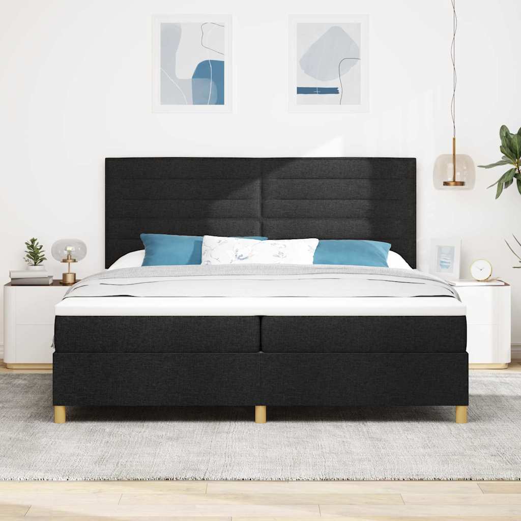 Letto a molle con materasso Nero 200 x 200 cm Tessuto | homemem39