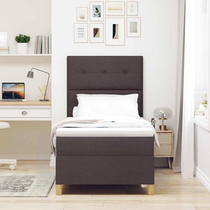 Letto a molle con testiera Marrone Scuro 80 x 200 cm Tessuto | homemem39