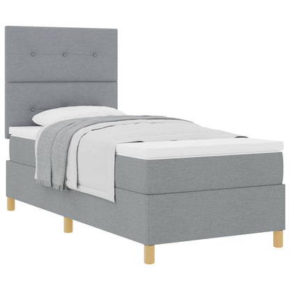 Letto a molle con testiera Grigio chiaro 90 x 190 cm Tessuto | homemem39