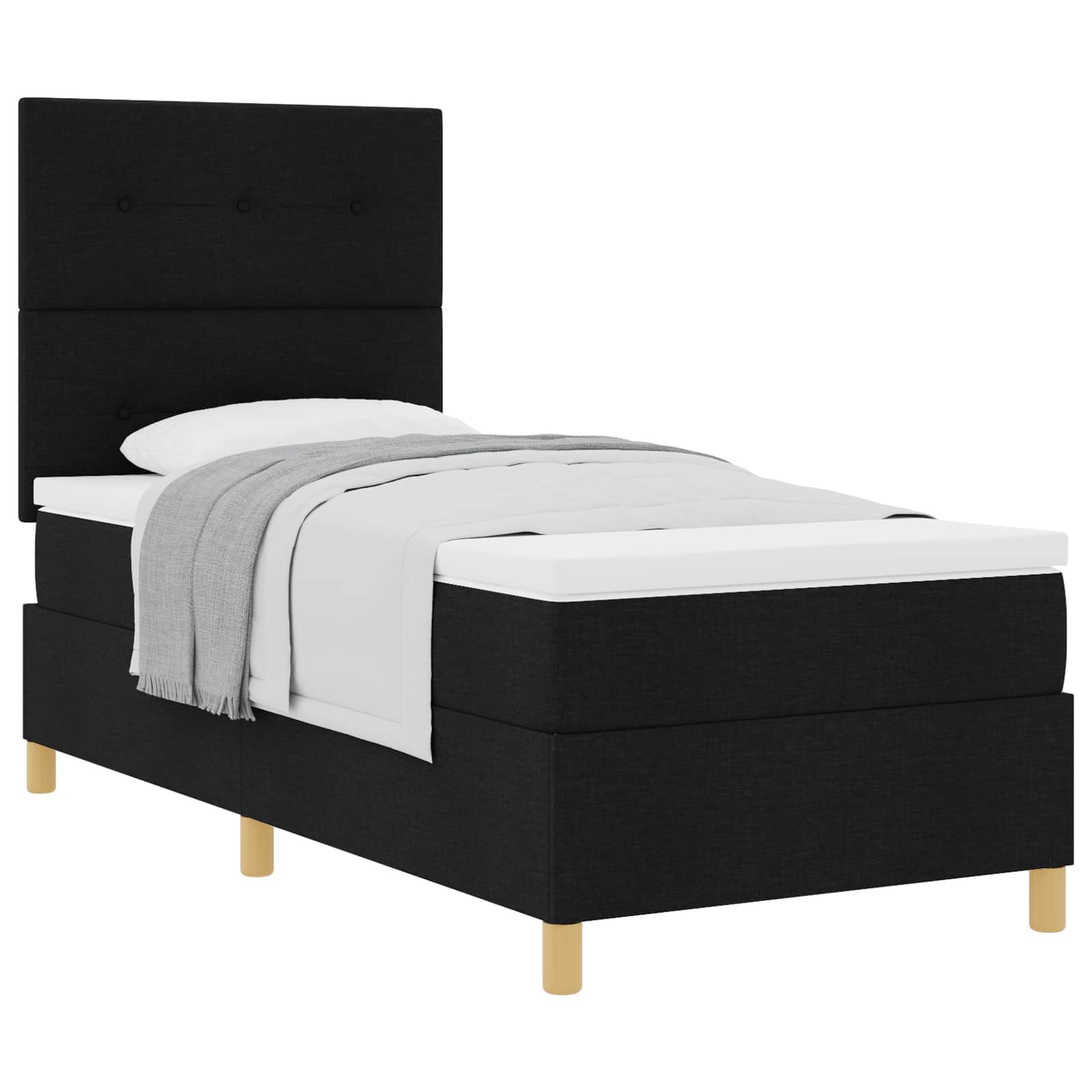 Letto a molle con testiera Nero 90 x 190 cm Tessuto | homemem39
