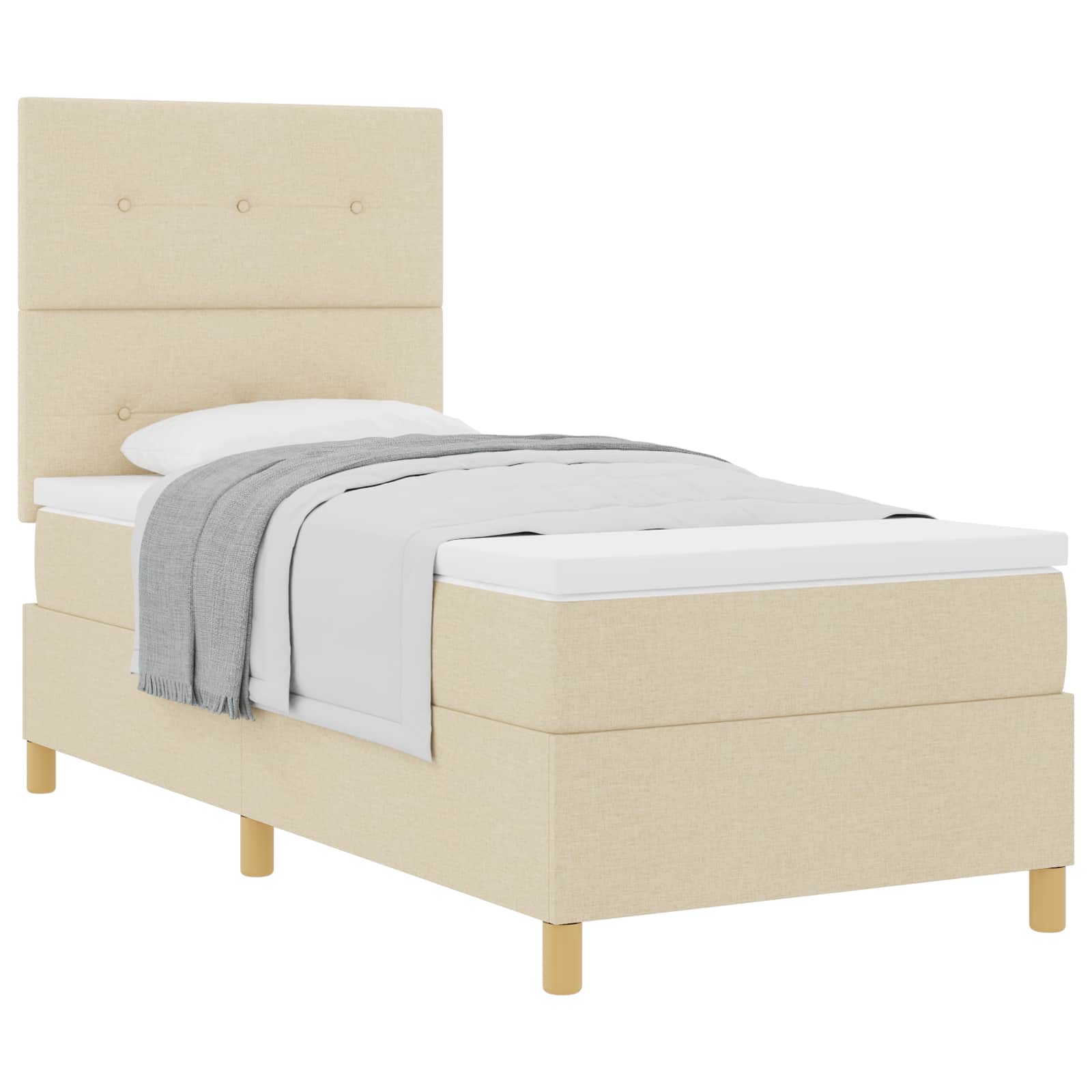 Letto a molle con testiera Crema 90 x 200 cm Tessuto | homemem39