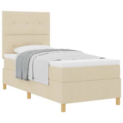 Letto a molle con testiera Crema 90 x 200 cm Tessuto | homemem39