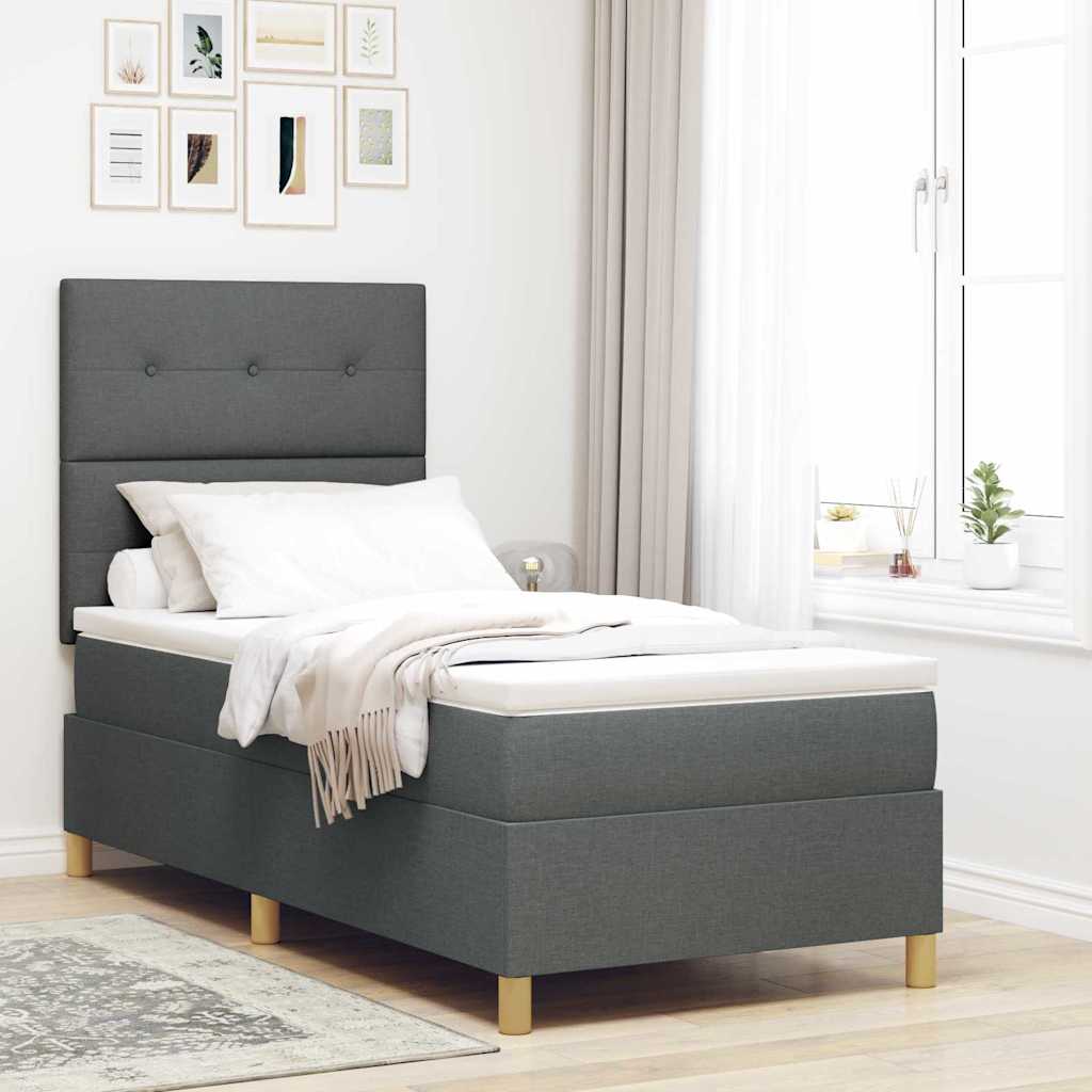 Letto a molle con materasso Grigio scuro 100 x 200 cm Tessuto