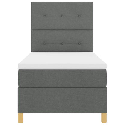 Letto a molle con materasso Grigio scuro 100 x 200 cm Tessuto