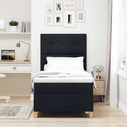 Letto a molle con materasso Nero 100 x 200 cm Tessuto
