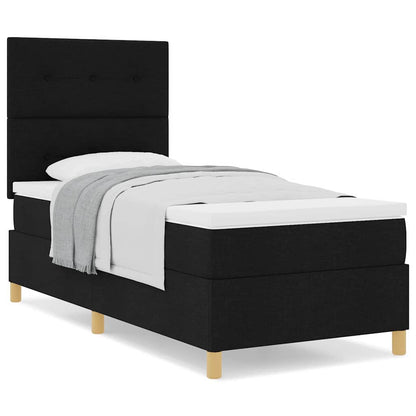 Letto a molle con materasso Nero 100 x 200 cm Tessuto