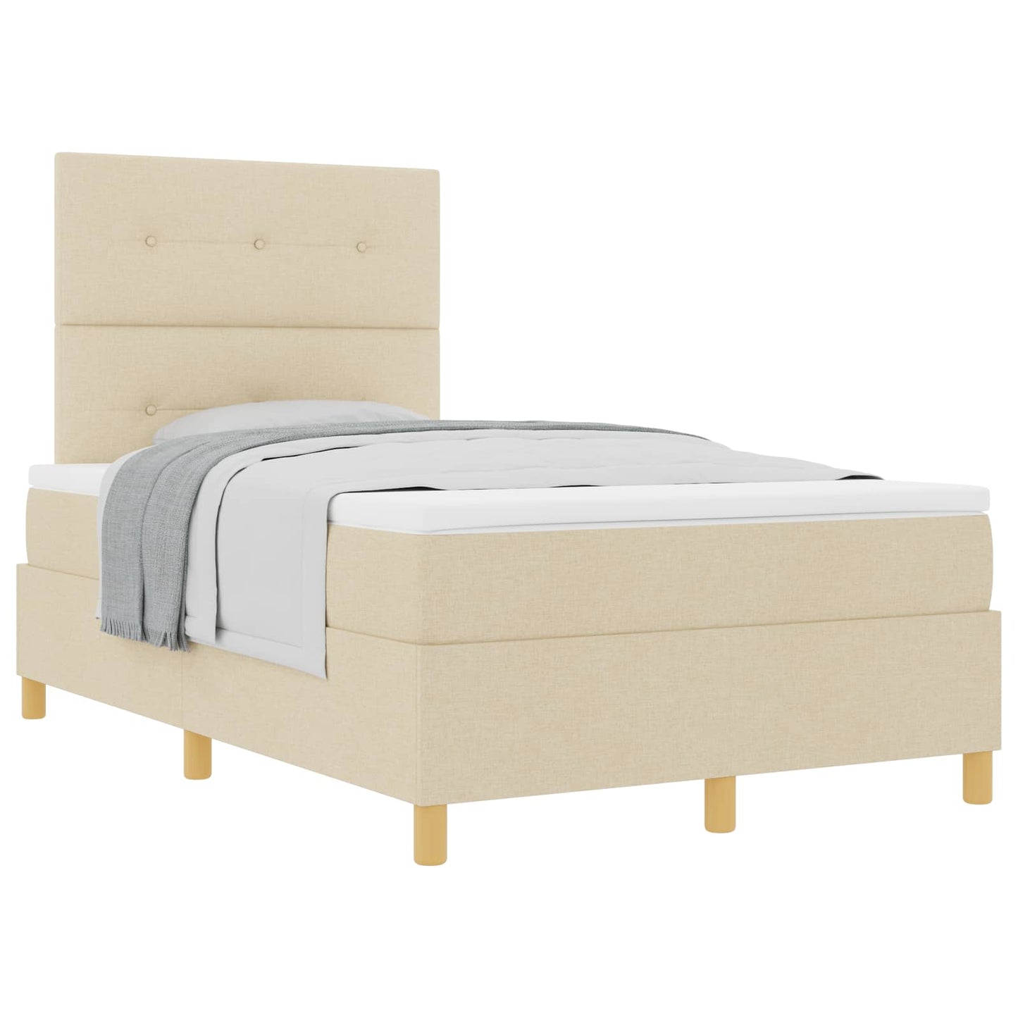 Letto a molle con testiera Crema 120 x 190 cm Tessuto | homemem39