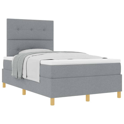 Letto a molle con testiera Grigio chiaro 120 x 200 cm Tessuto
