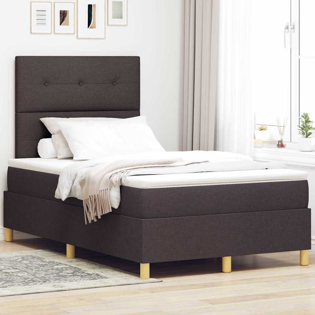 Letto a molle con testiera Marrone Scuro 120 x 200 cm Tessuto