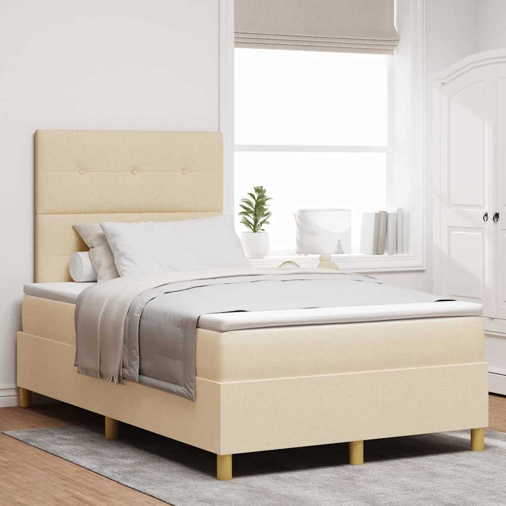 Letto a molle con testiera Crema 120 x 200 cm Tessuto | homemem39