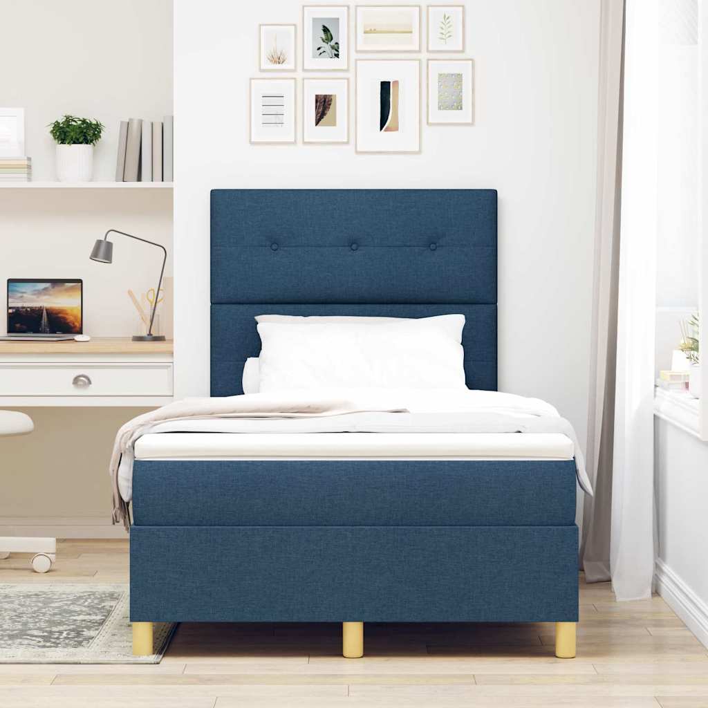 Letto a molle con testiera Blu 120 x 200 cm Tessuto | homemem39