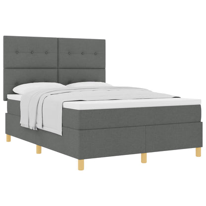 Letto a molle con materasso Grigio scuro 140 x 190 cm Tessuto