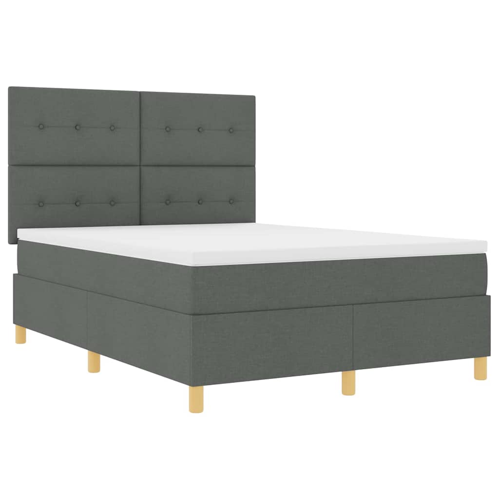 Letto a molle con materasso Grigio scuro 140 x 190 cm Tessuto