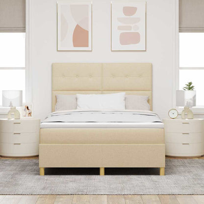 Letto a molle con testiera Crema 140 x 190 cm Tessuto | homemem39