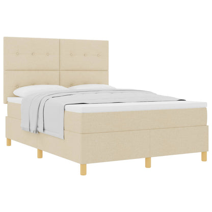 Letto a molle con testiera Crema 140 x 190 cm Tessuto | homemem39