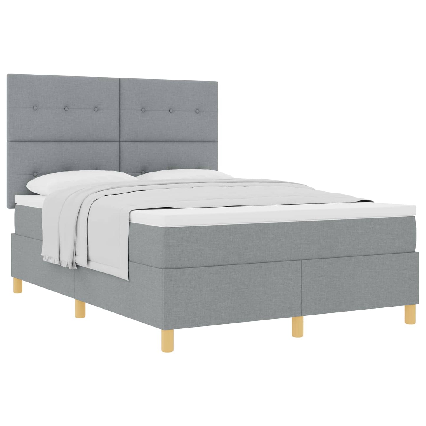 Letto a molle con testiera Grigio chiaro 140 x 200 cm Tessuto | homemem39
