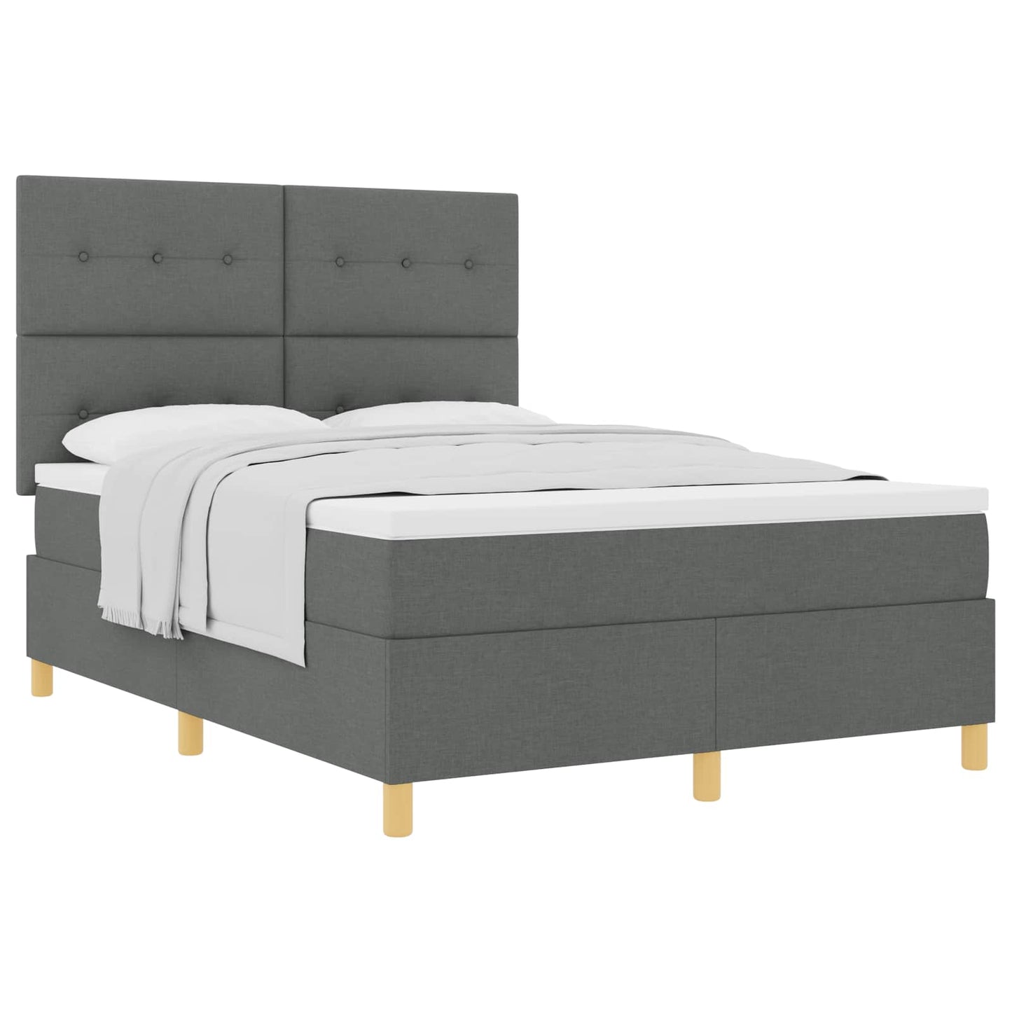 Letto a molle con testiera Grigio scuro 140 x 200 cm Tessuto | homemem39