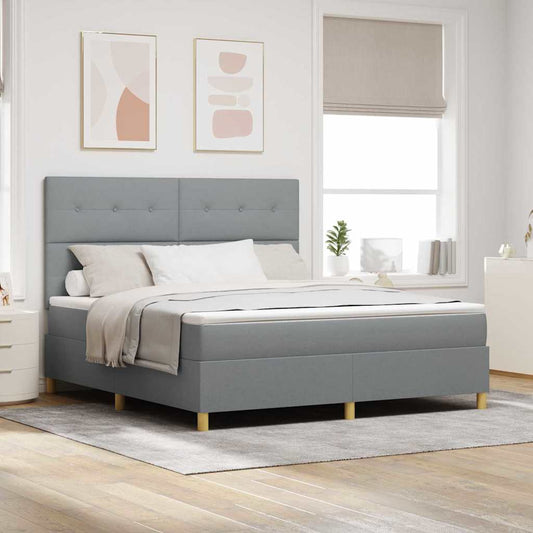 Letto a molle con testiera Grigio chiaro 180 x 200 cm Tessuto | homemem39