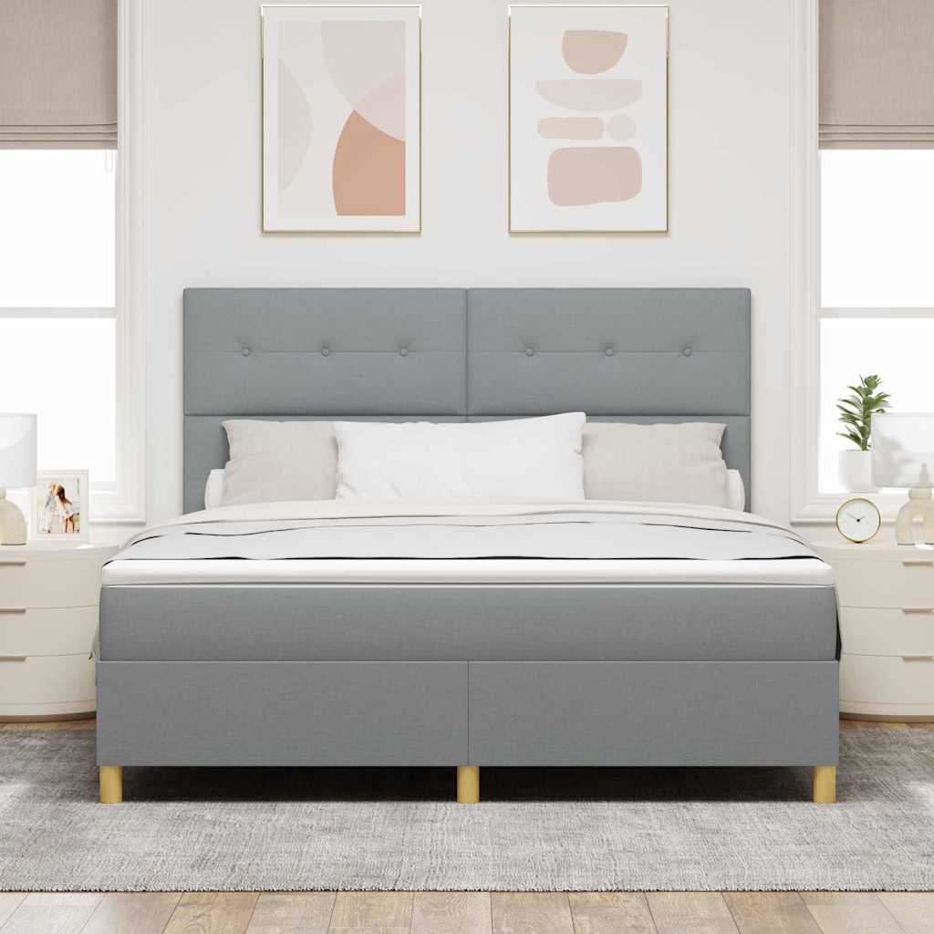 Letto a molle con testiera Grigio chiaro 180 x 200 cm Tessuto | homemem39