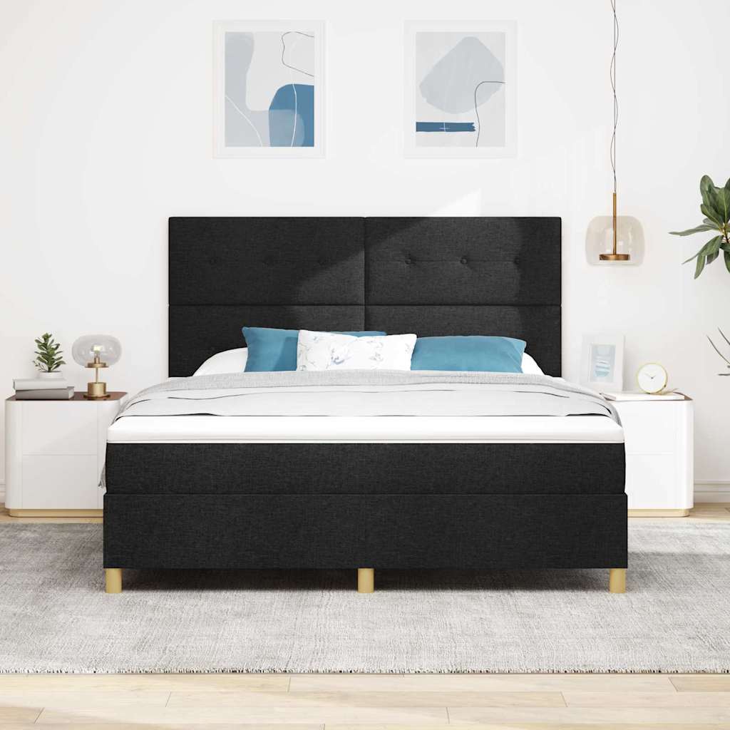 Letto a molle con materasso Nero 180 x 200 cm Tessuto