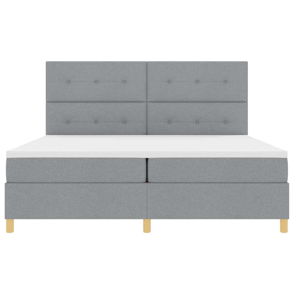 Letto a molle con testiera Grigio chiaro 200 x 200 cm Tessuto