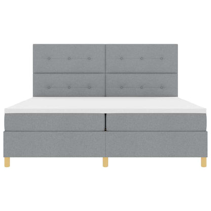 Letto a molle con testiera Grigio chiaro 200 x 200 cm Tessuto