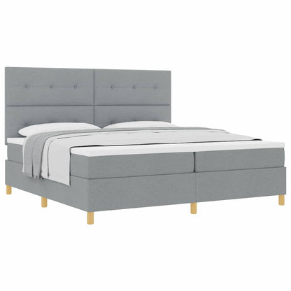 Letto a molle con testiera Grigio chiaro 200 x 200 cm Tessuto