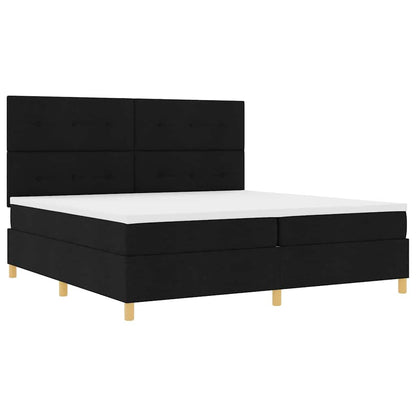 Letto a molle con testiera Nero 200 x 200 cm Tessuto