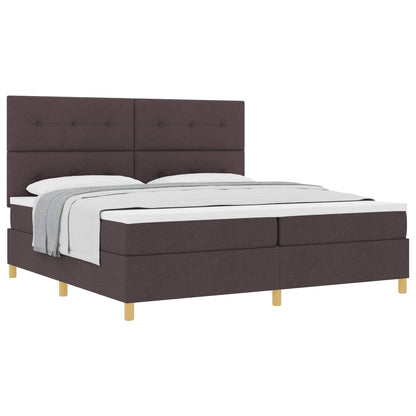 Letto a molle con testiera Marrone Scuro 200 x 200 cm Tessuto | homemem39