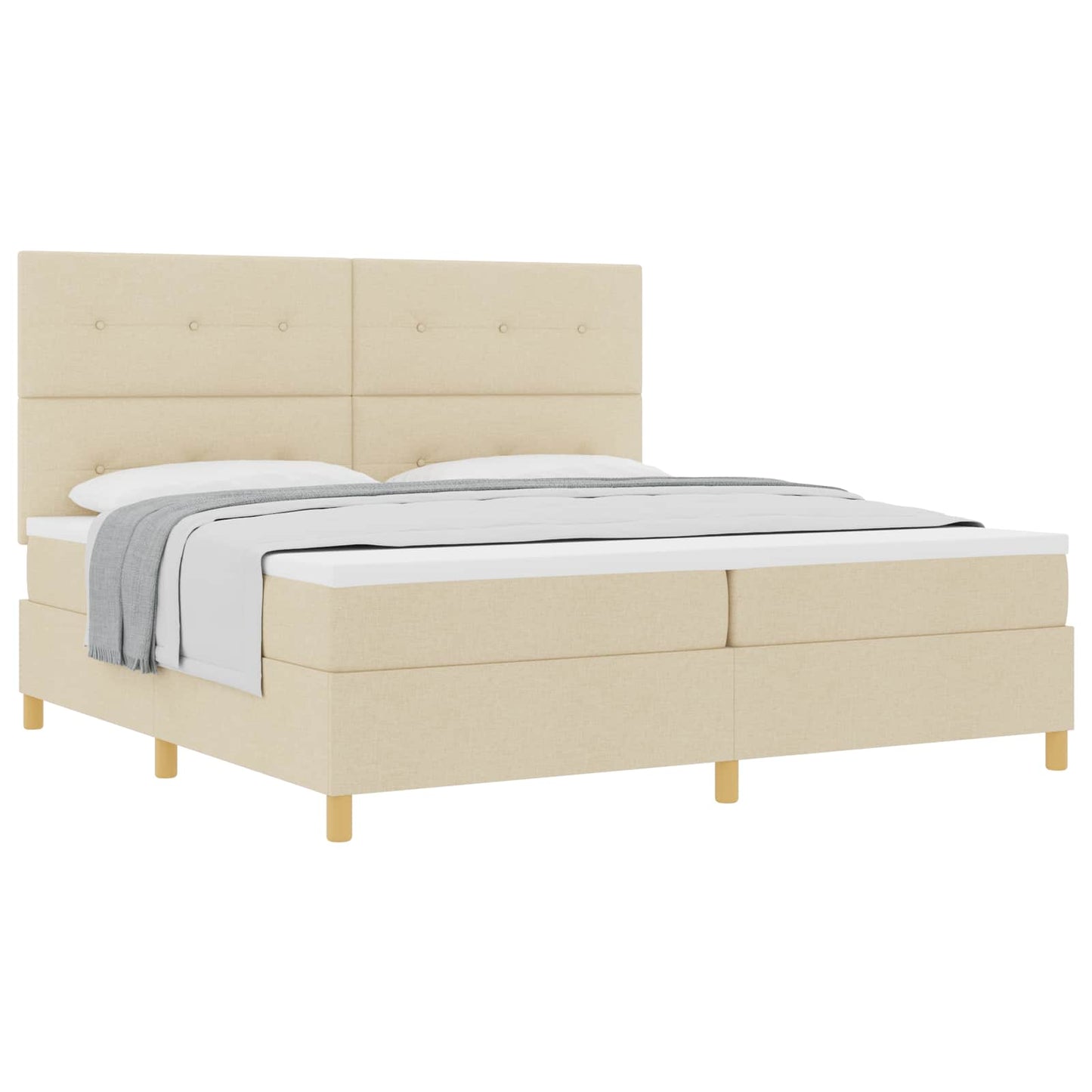 Letto a molle con testiera Crema 200 x 200 cm Tessuto | homemem39