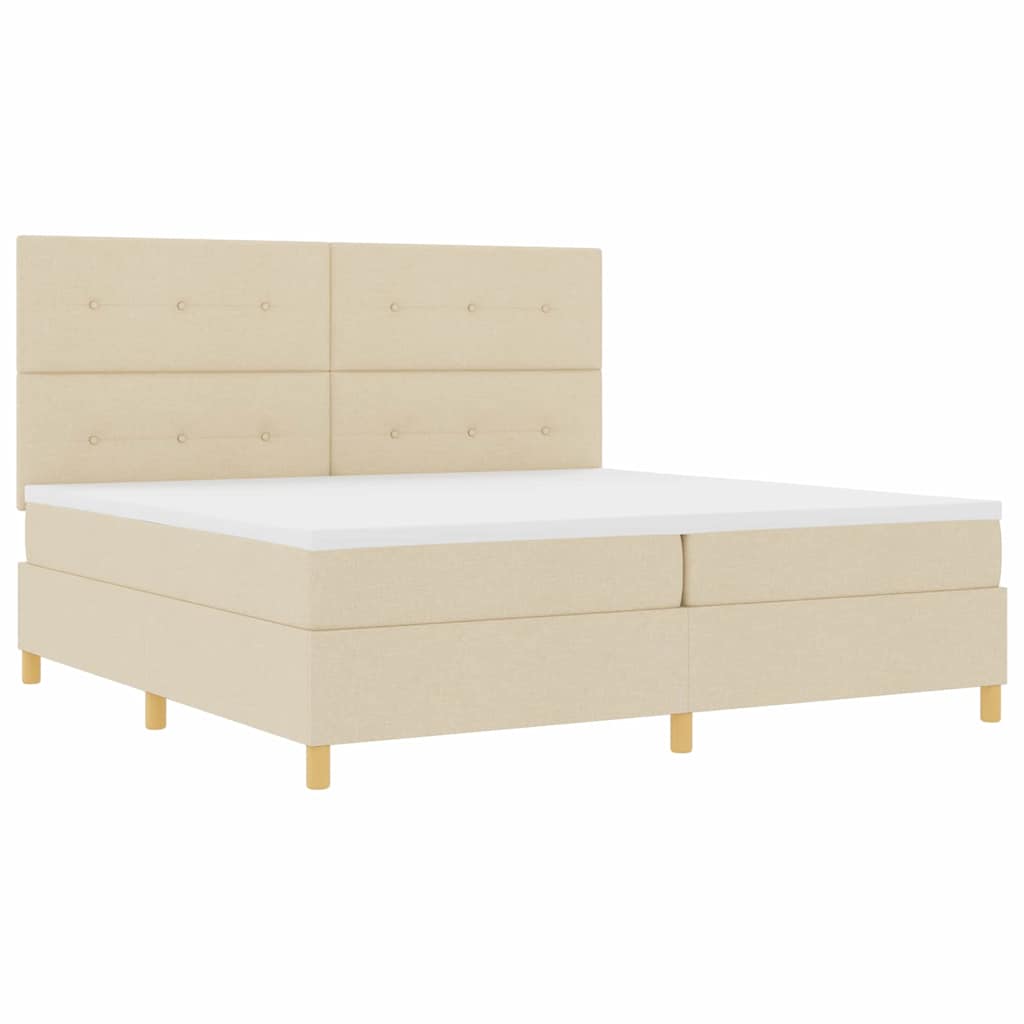 Letto a molle con testiera Crema 200 x 200 cm Tessuto | homemem39